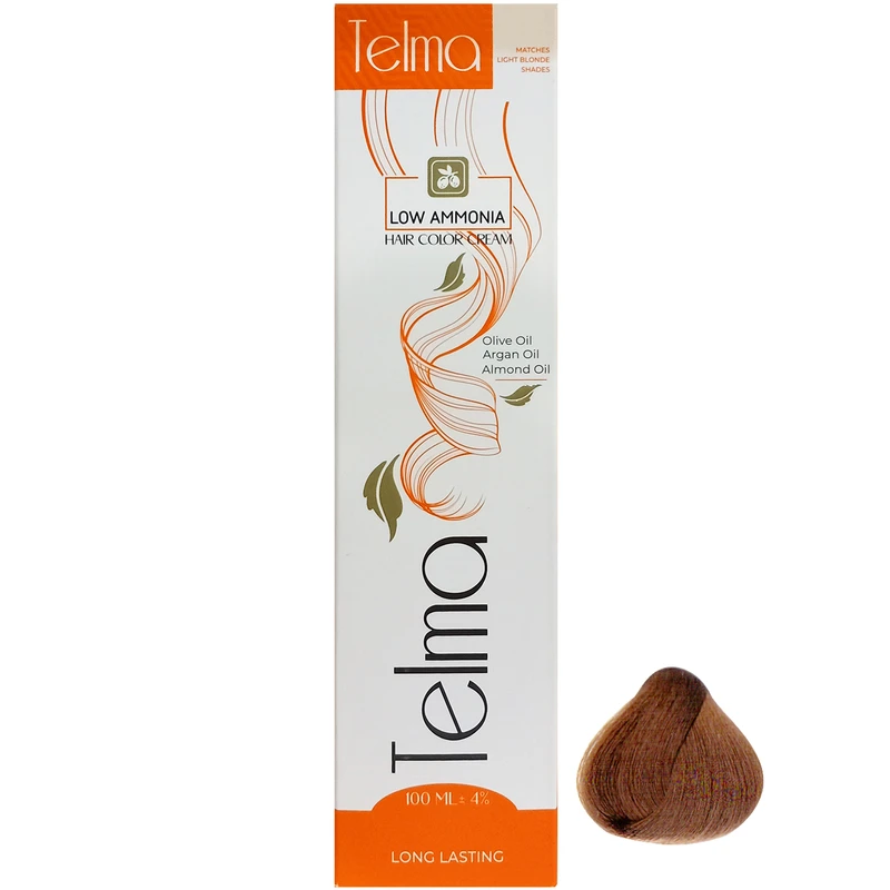 رنگ مو تلما مدل Low Ammonia شماره 6.34 حجم 100 میلی لیتر رنگ بلوند عسلی تیره