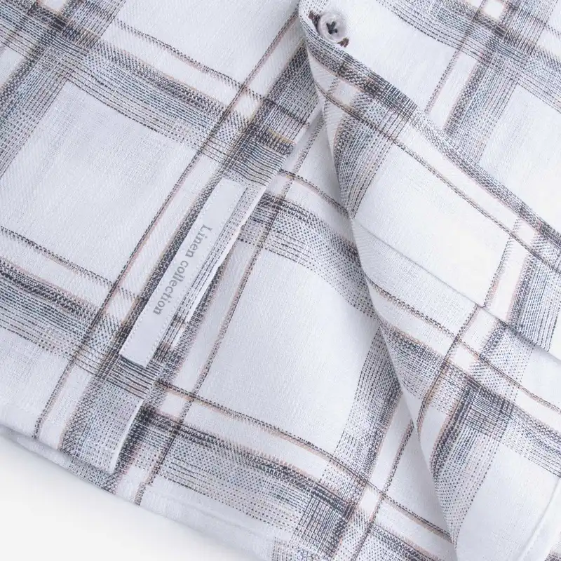 پیراهن آستین بلند مردانه کروم مدل لینن چهارخانه 2410160