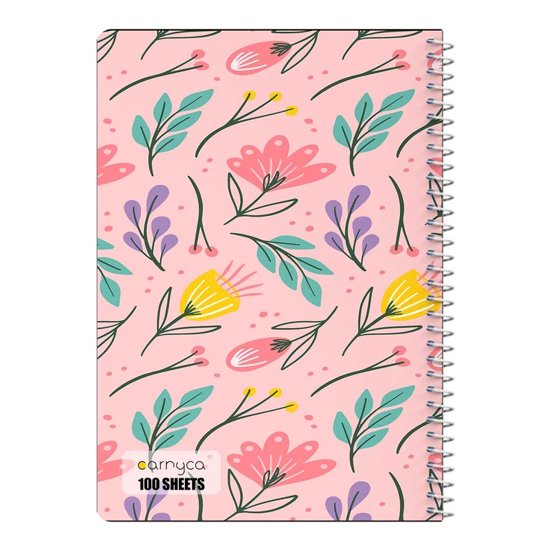 دفتر شطرنجی 100 برگ سیمی کارنیکا طرح پترن گل دار Floral Pattern کد 58872
