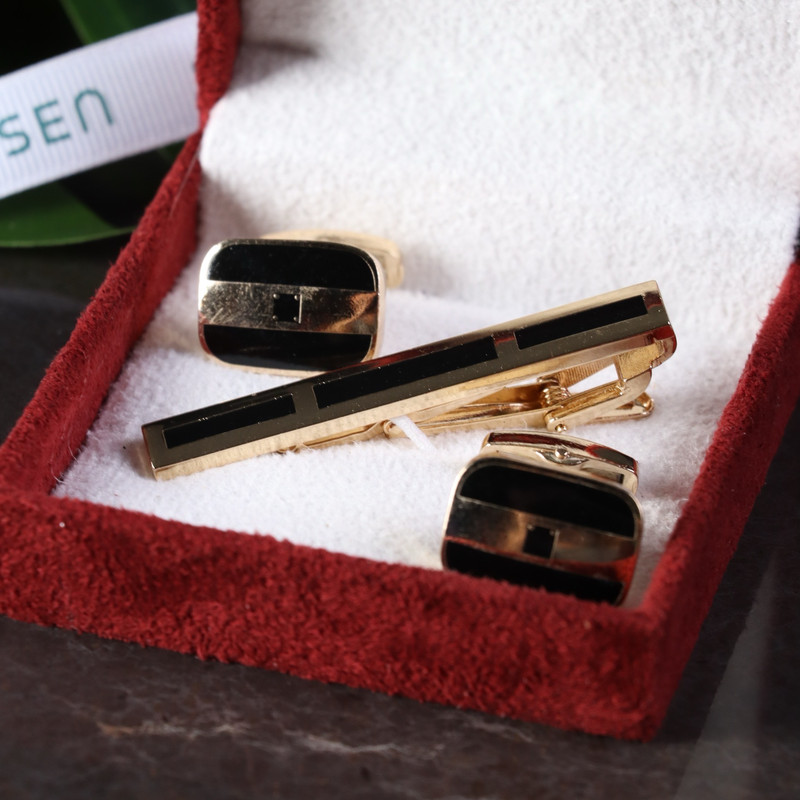 ست دکمه سردست و گیره کراوات مردانه نسن مدل ST12