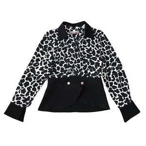 کراپ بلوز آستین بلند یقه برگردان زنانه مدل P-5807