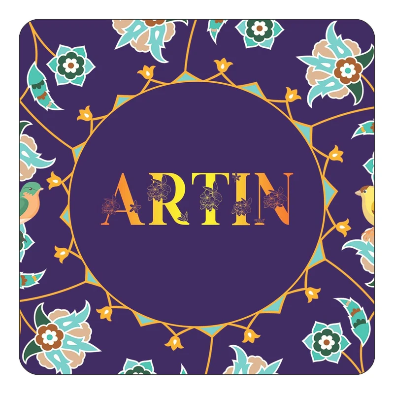مگنت کاکتی طرح اسم آرتین artin مدل گل و بلبل کد mg11689