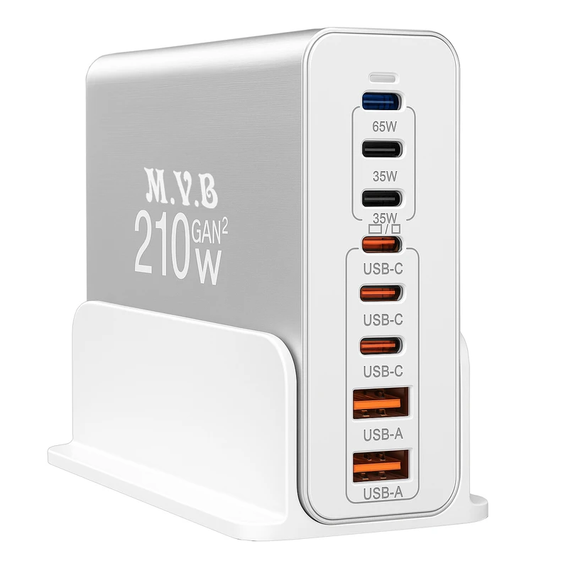 شارژر رومیزی 210 وات 8 پورت ام وی بی مدل GAN 210W