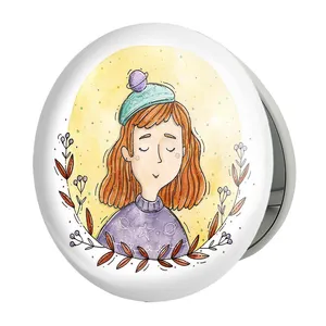 آینه جیبی خندالو طرح دخترونه مدل تاشو کد 6032 