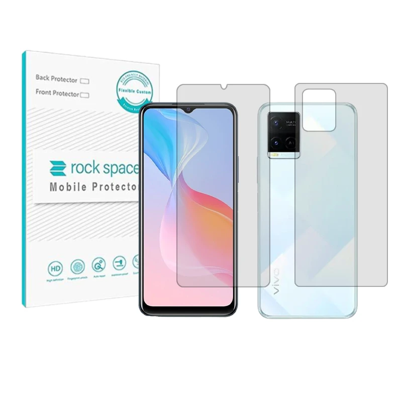 محافظ صفحه نمایش شفاف راک اسپیس مدل HyGEL مناسب برای گوشی موبایل ویوو Y21 به همراه محافظ پشت گوشی
