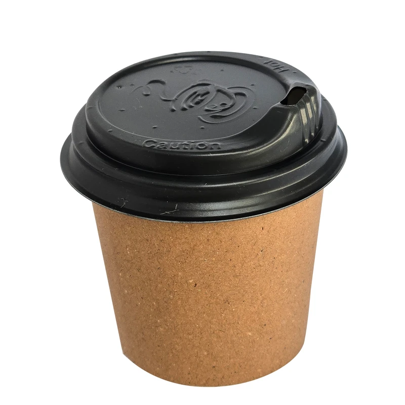 لیوان یکبار مصرف مدل کاغذی کرافت سه جداره ۱۲۰ سی سی با درب