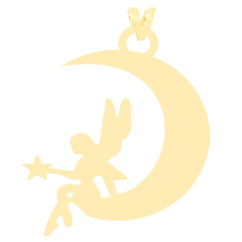آویز گردنبند طلا 18 عیار زنانه کرابو طرح ماه و فرشته مدل Kr3135