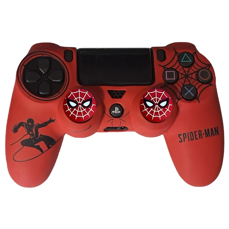 محافظ دسته پلی استیشن 4 طرح مرد عنکبوتی مدل Spiderman PS4271 به همراه روکش آنالوگ