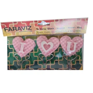 آویز حوله مدل آویز هوک چسبی مدل قلبی بسته 3 عددی