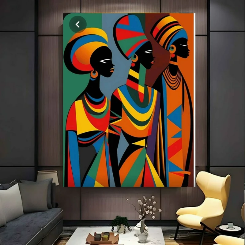 تابلو بوم طرح مخمل نقاشی مدرن مدل زنان آفریقایی کد BK24448