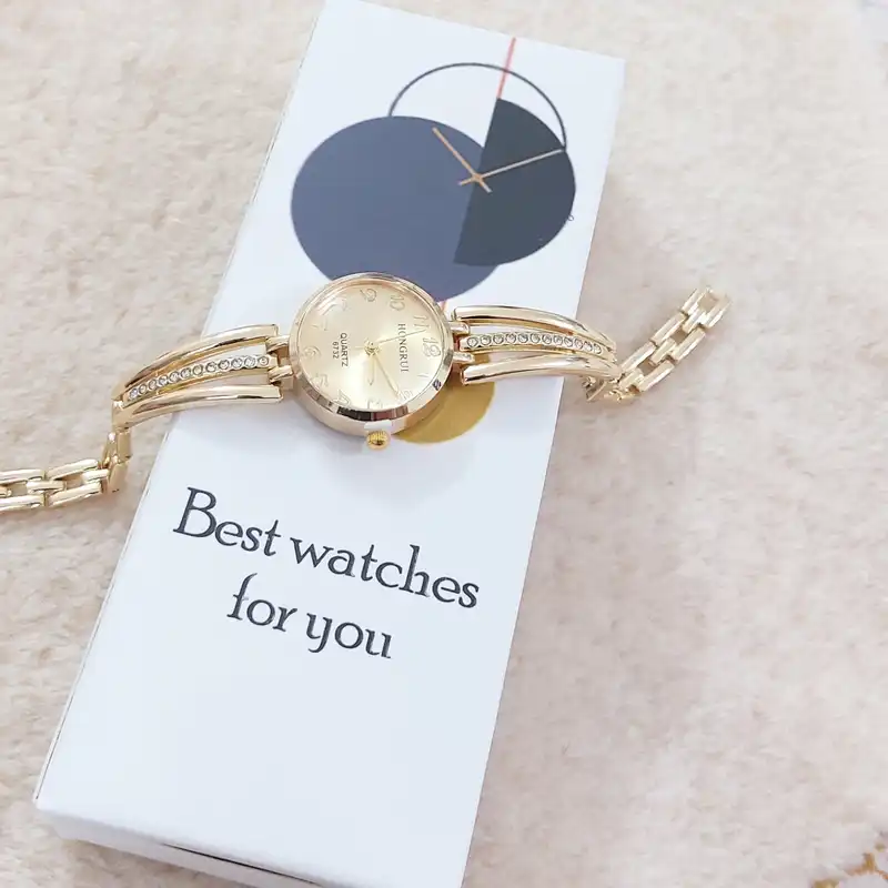 ساعت مچی عقربه ای زنانه هانگروی مدل دستبندی نگین دار