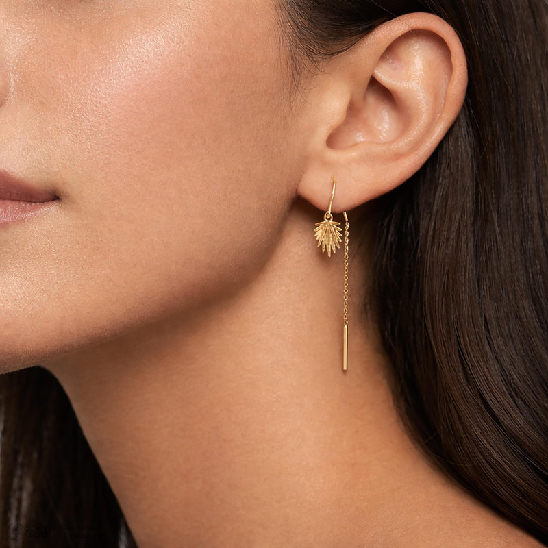 گوشواره بخیه‌ای طلا 18 عیار زنانه جواهری راز مدل 2412-38 - 2