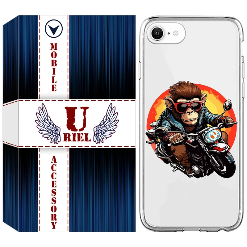 کاور یوریل مدل Clear کد 32 طرح میمون موتورسوار مناسب برای گوشی موبایل اپل iPhone 7 / iPhone 8 / SE 2020 / SE 2022
