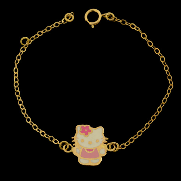 دستبند طلا 18 عیار دخترانه طلای مستجابی مدل عروسکی کد 67063