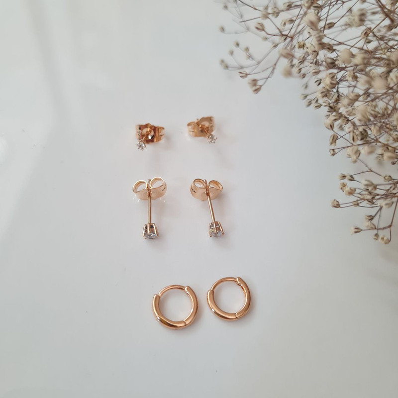 گوشواره زنانه ژوپینگ مدل نگینی و حلقه ای مجموعه سه عددی