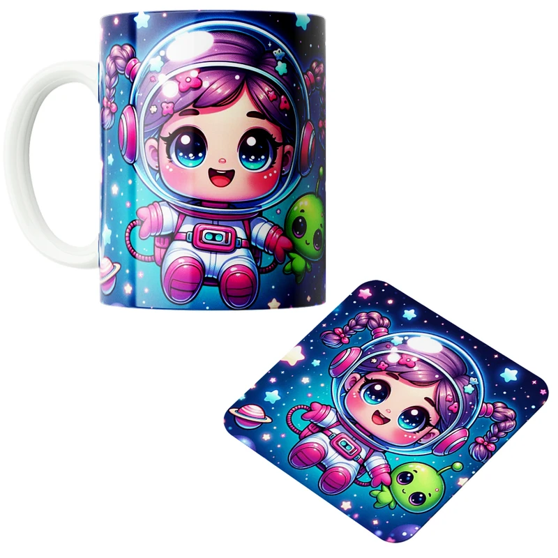 ماگ پاد آفرین مدل فضانورد سیاره منظومه شمسی موشک آدم فضایی کد PZ232 به همراه زیرلیوانی