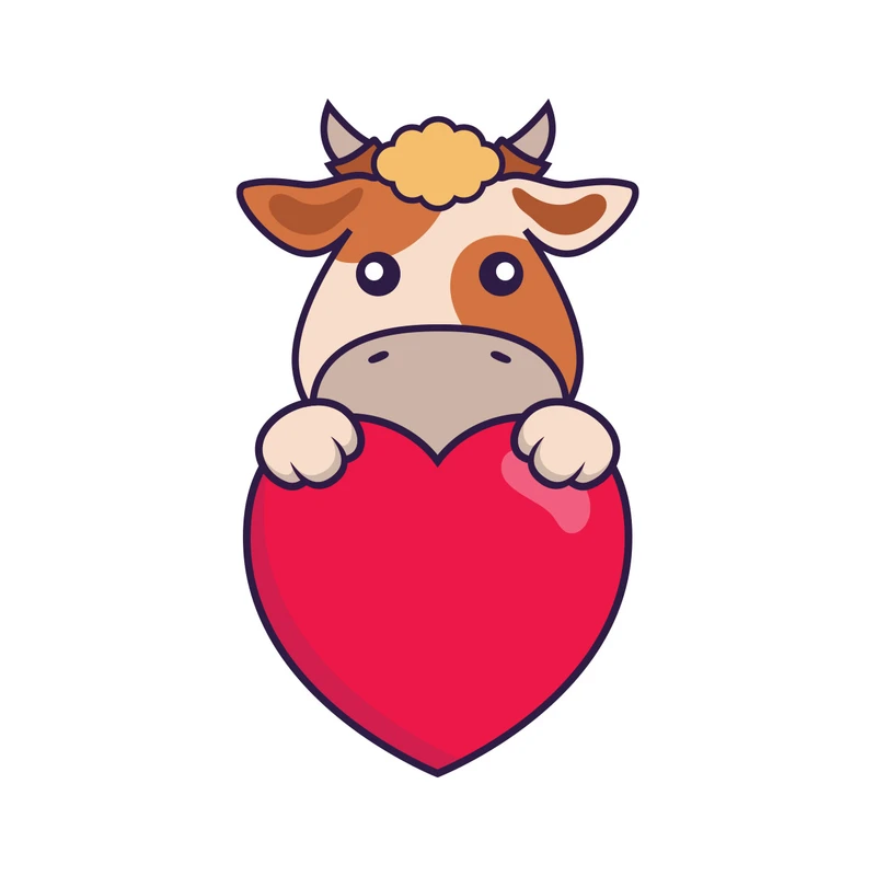 برچسب لپ تاپ پویا مارکت طرح گاو عاشق  کد 1451