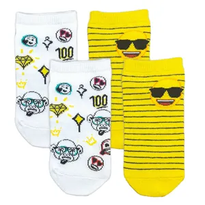 جوراب کالج بچگانه ایموجی مدل Sticker بسته 2 عددی