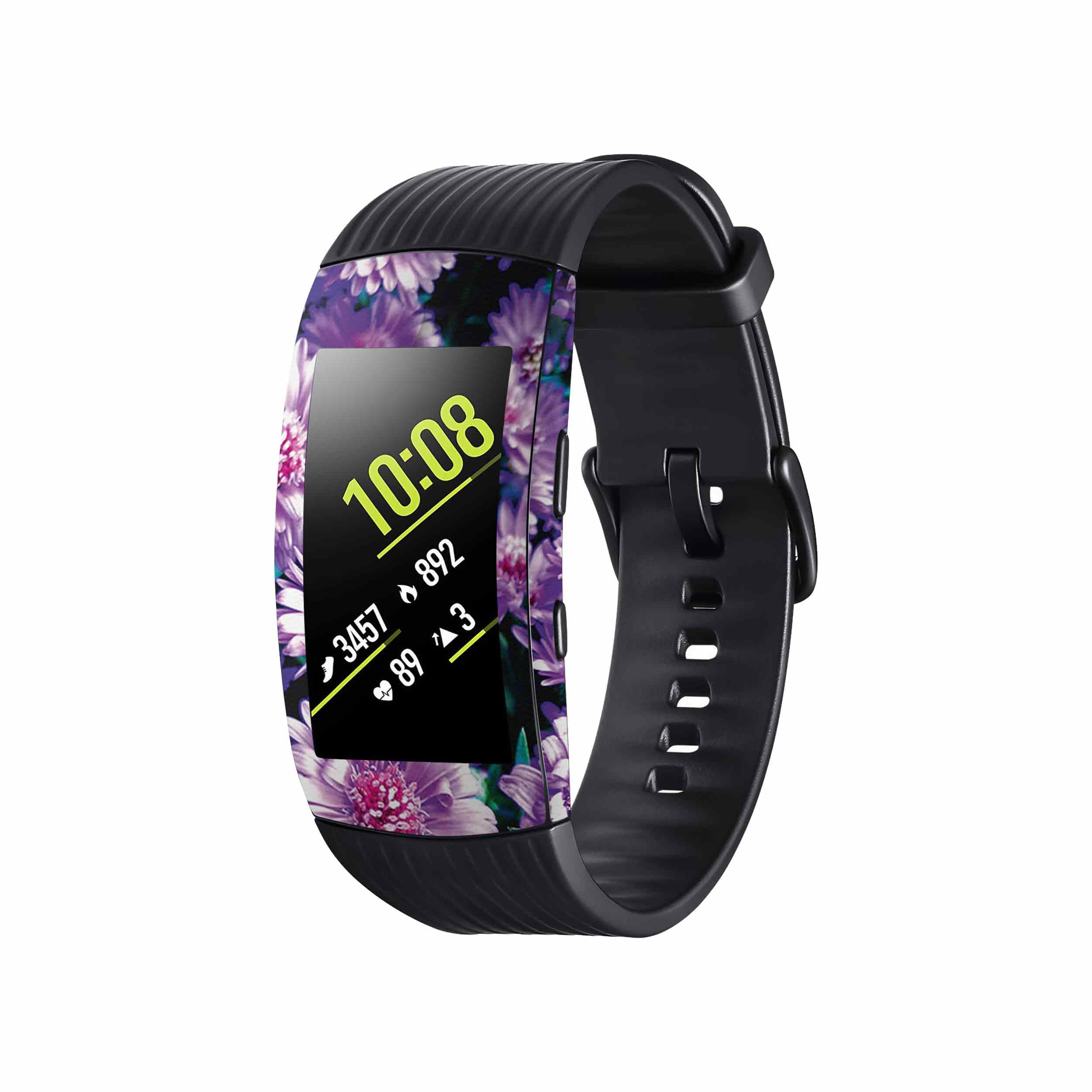 برچسب ماهوت طرح Purple-Flower مناسب برای ساعت هوشمند سامسونگ Galaxy Gear Fit 2 Pro