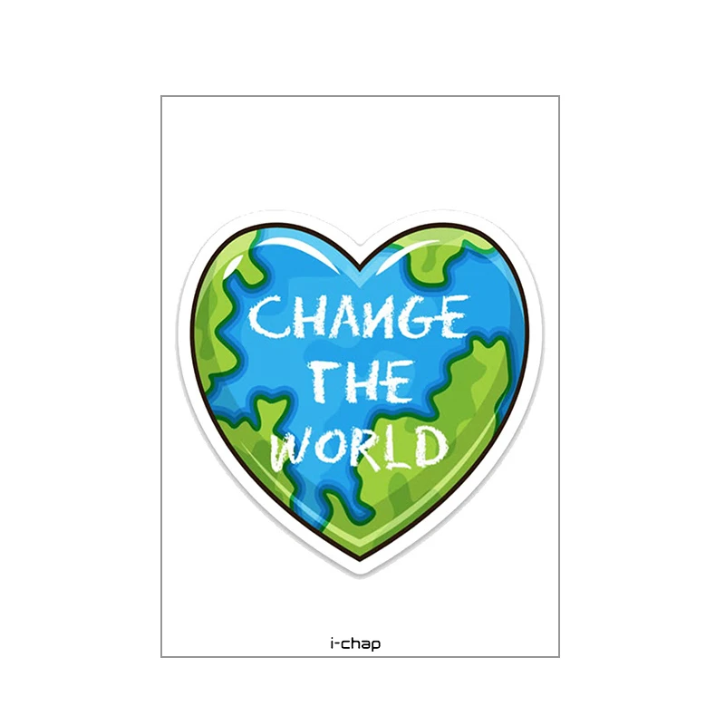 استیکر پارچه و لباس آی چاپ طرح change the world کد t175