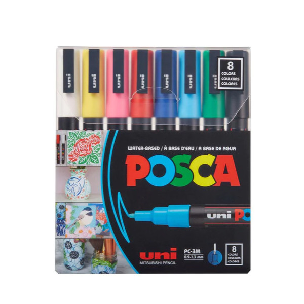 ماژیک رنگ آمیزی یونی بال مدل POSCA 3M بسته 8 عددی