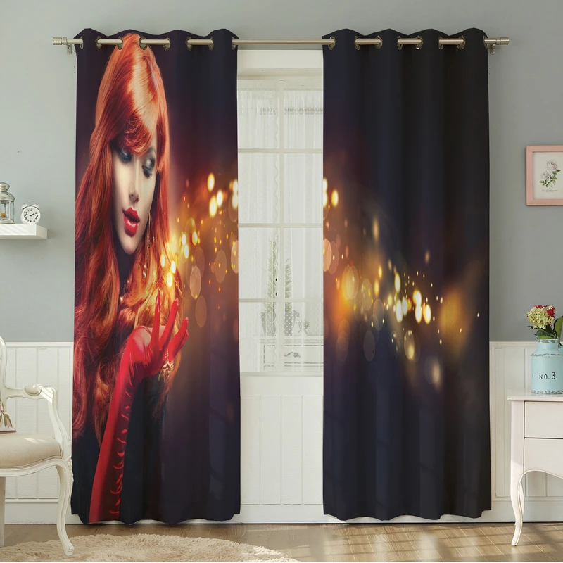 پرده نیروانا طرح چهره  مدل مخمل کد 5208 سایز 140×280 سانتی متر