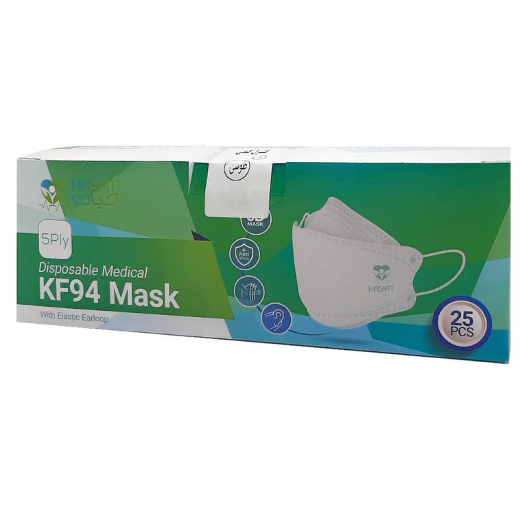 ماسک تنفسی حیات پوشش پاک مدل پنج لایه سه بعدی بسته 25 عددی