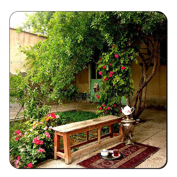 زیر لیوانی طرح خانه و باغچه قدیمی کد nzl684