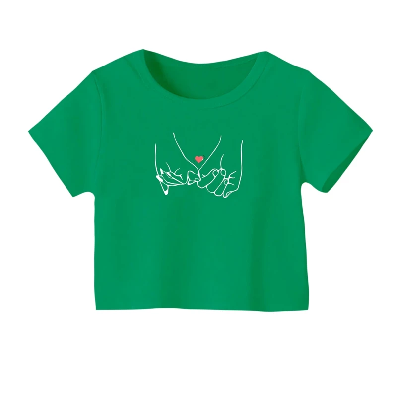 کراپ‌ تی‌شرت آستین کوتاه زنانه مدل عشق مینیمال