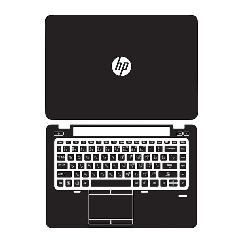 استیکر لپ تاپ توییجین و موییجین مدل Black 01 مناسب برای لپ تاپ اچ پی Elitebook 840 G1, G2, 745 G2 (2014, 2015) به همراه برچسب حروف فارسی کیبورد