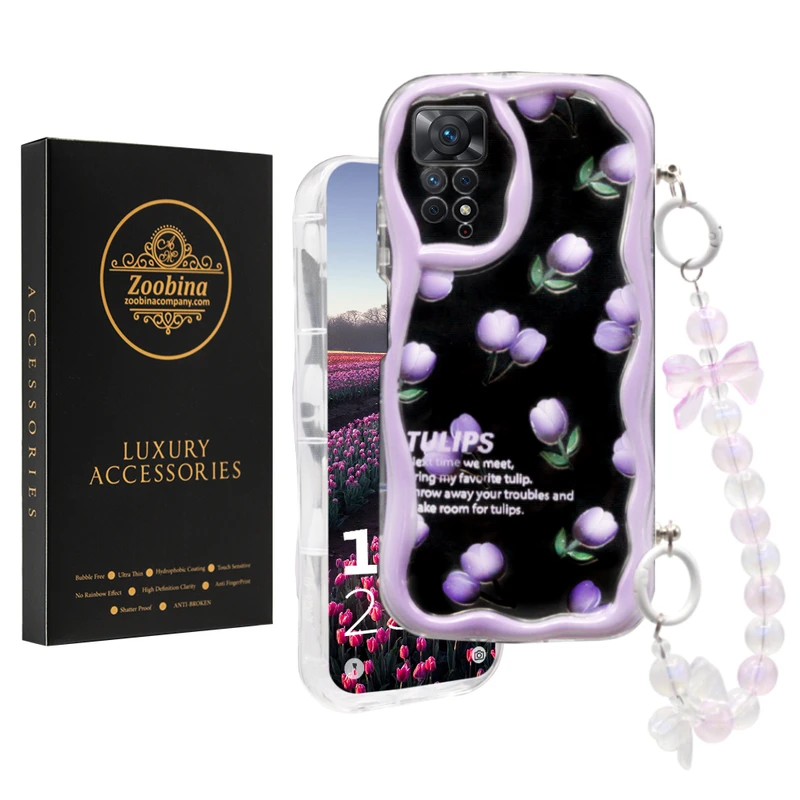 کاور زوبینا مدل Tulips مناسب برای گوشی موبایل شیائومی Redmi Note 11 4G / Note 11S به همراه بند آویز