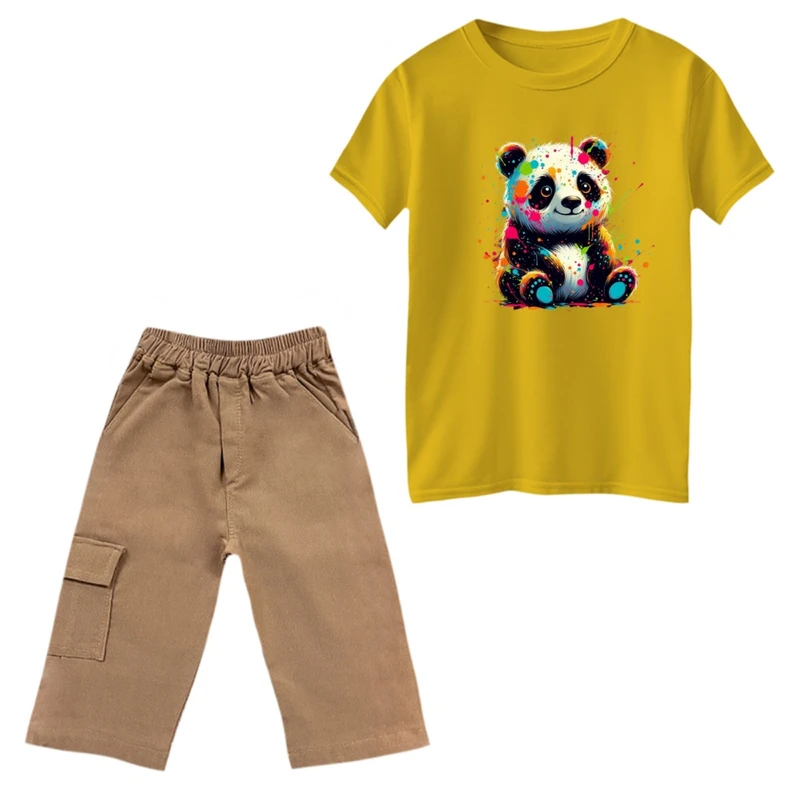 ست تی‌شرت و شلوارک پسرانه مدل پاندا
