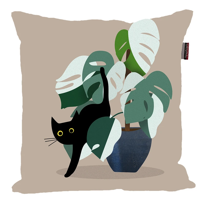 کوسن پاد آفرین مدل مینیمال طرح برگ گلدان کد PK30514