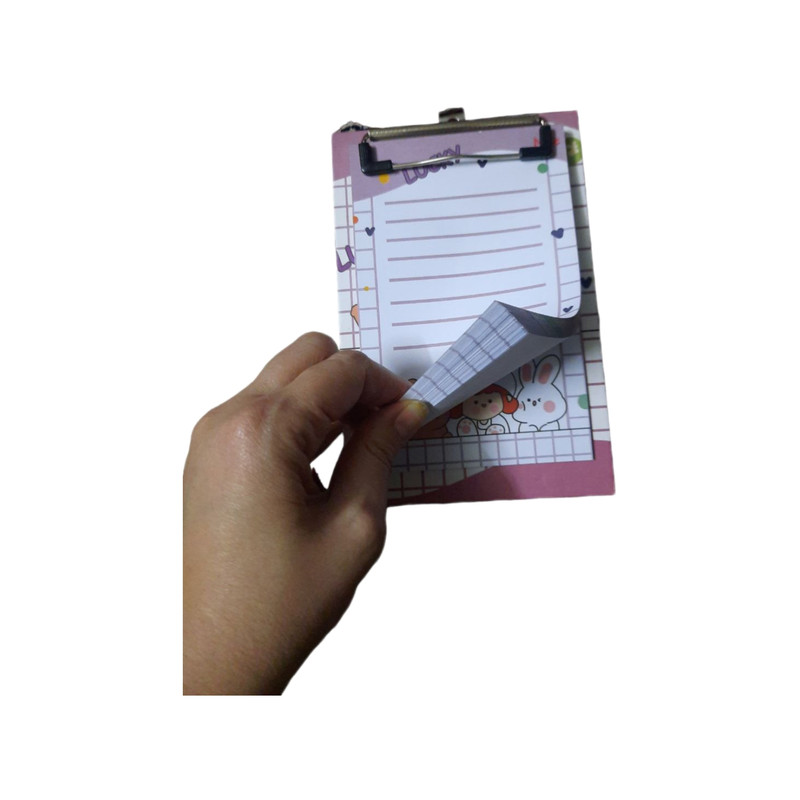 تخته شاسی مدل چک لیست طرح خرگوش و دختر و تدی سایز A6 به همراه کاغذ یادداشت