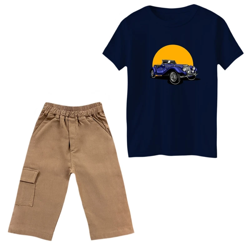 ست تی‌شرت و شلوارک پسرانه مدل ماشین