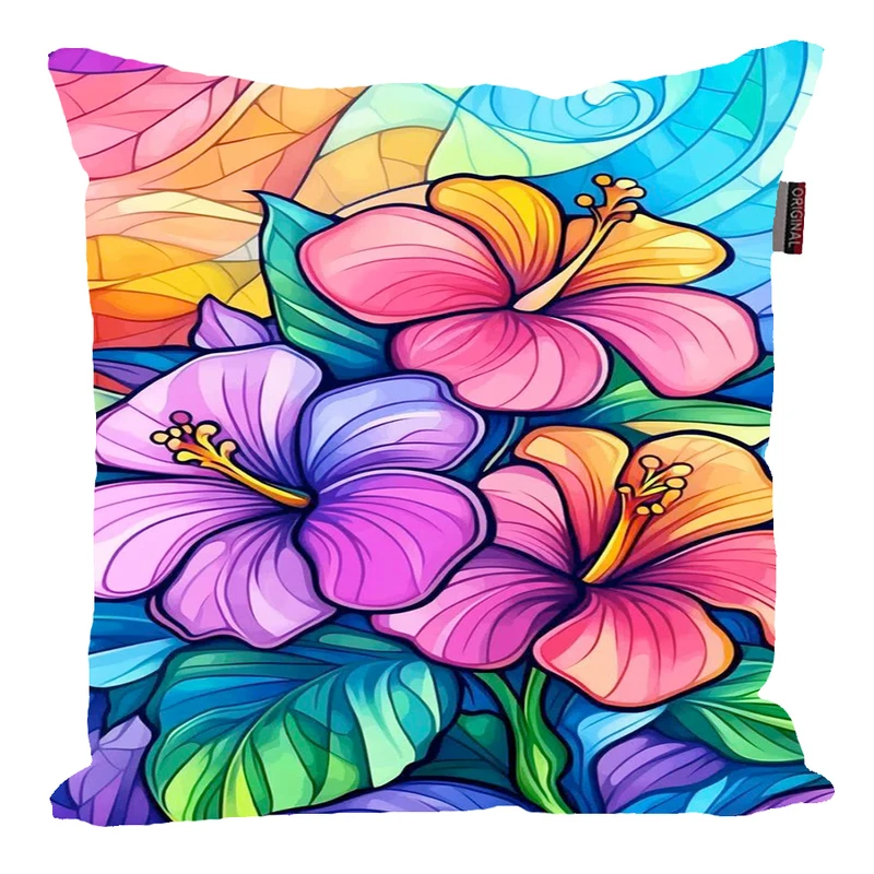 کوسن پاد آفرین مدل فانتزی مینیمال طرح گل و گیاه کد p19