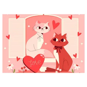 کارت پستال ماهتاب طرح LOVE گربه کد 2185