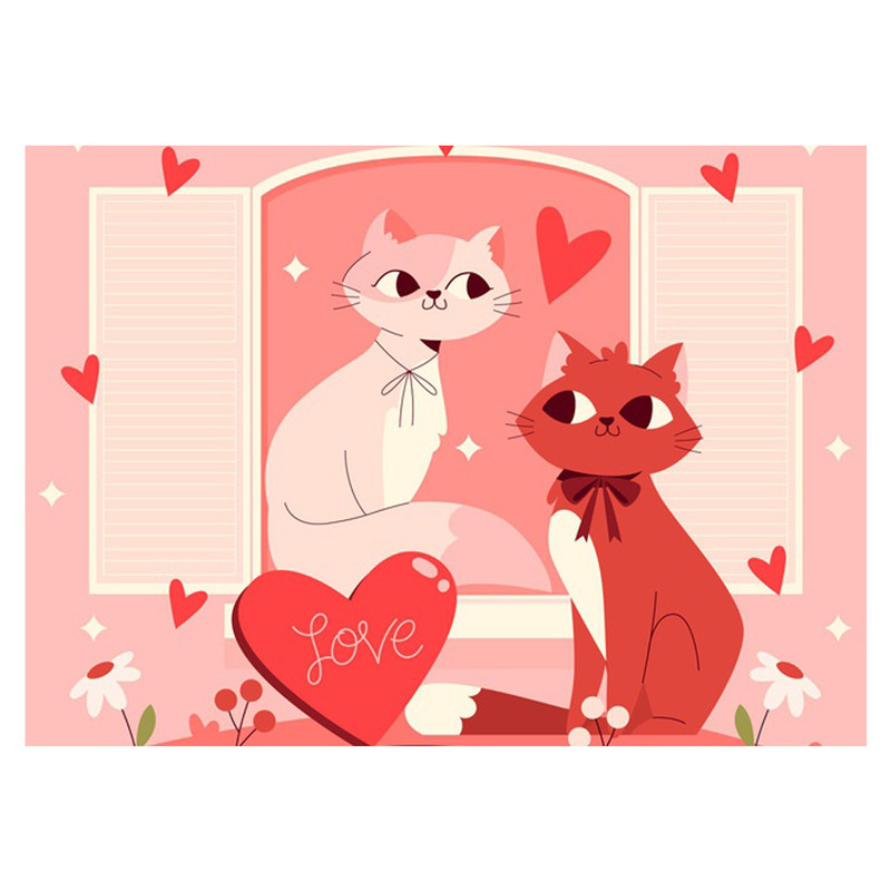 کارت پستال ماهتاب طرح LOVE گربه کد 2185