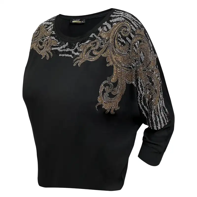 بلوز آستین سه ربع زنانه کازه مدل نگینی