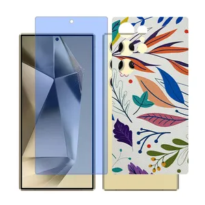 Glass Together model Matte anti-blue screen protector for Samsung Galaxy S24 Ultra mobile phone with back cover sticker