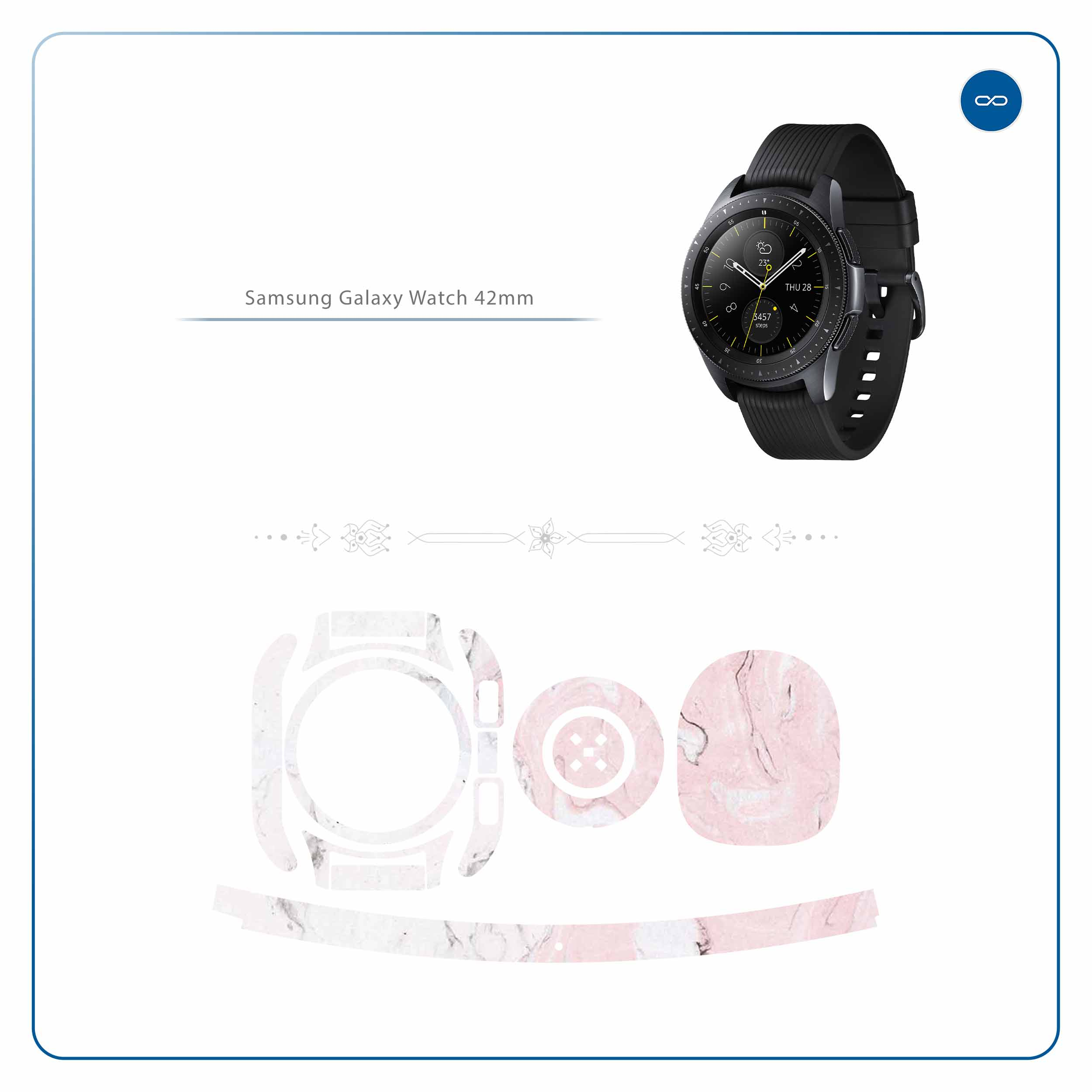 برچسب ماهوت طرح Blanco-Pink-Marble مناسب برای ساعت هوشمند سامسونگ Galaxy Watch 42mm