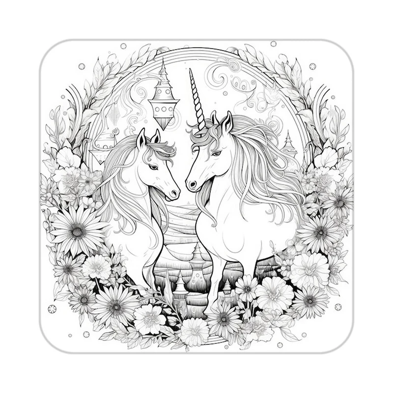 زیر لیوانی کاکتی طرح اسب تک شاخ و یونیکورن مدل mp32575