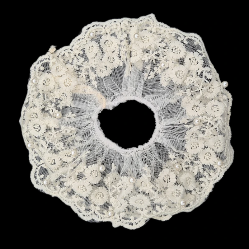 کش مو زنانه مدل اسکرانچی مروارید دانتل کد brg 0109