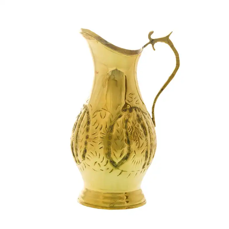 سرویس سماور ذغالی 6 پارچه برنجی مدل عدسی قلم کاری کد S_4168