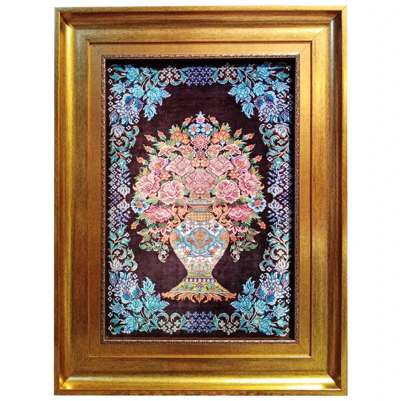 تابلو فرش دستباف مدل گلدان گل YA.95