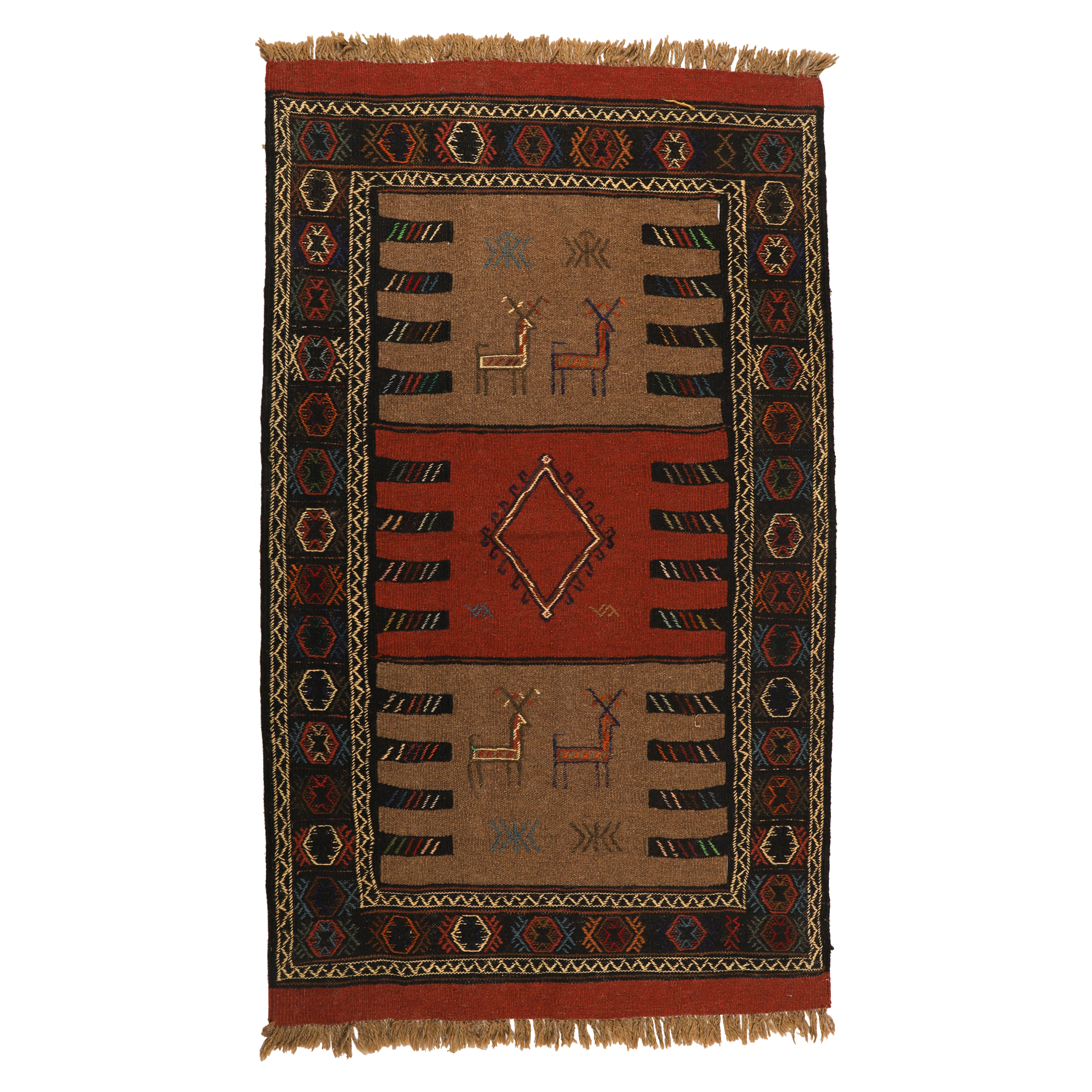 گلیم دستبافت دومتری طرح سفره کردی کد 1404720