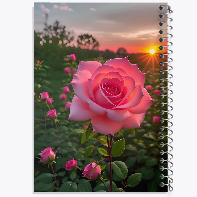 دفتر ژورنال نویسی 50 برگ خندالو مدل نقطه ای طرح گل رز کد F7760