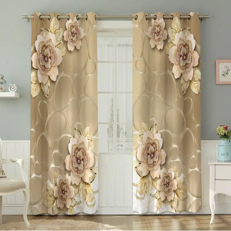 پرده نیروانا طرح گل مدل مخمل کد 5016 سایز 140×280 سانتی متر