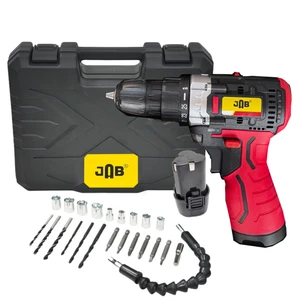 دریل پیچ گوشتی شارژی 10 میلی متری 128 ولت جاب مدل jb-128 poweer x مجموعه 45 عددی