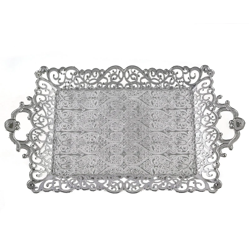 سینی دسته دار مدل تاج مجلسی سایز 25×43 سانتی متر